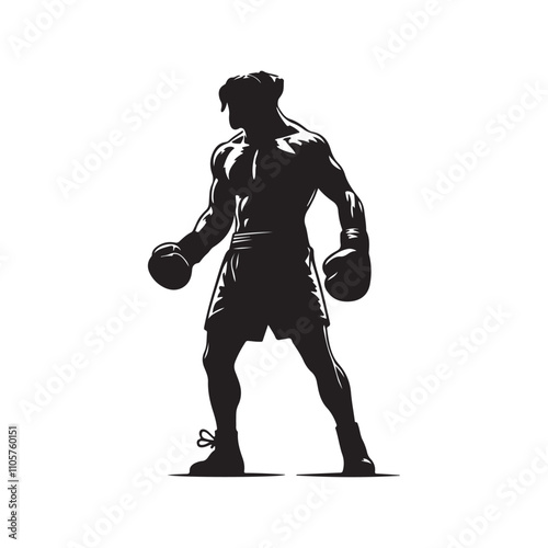 design a Boxer black and white silhouette vector isolated on white background