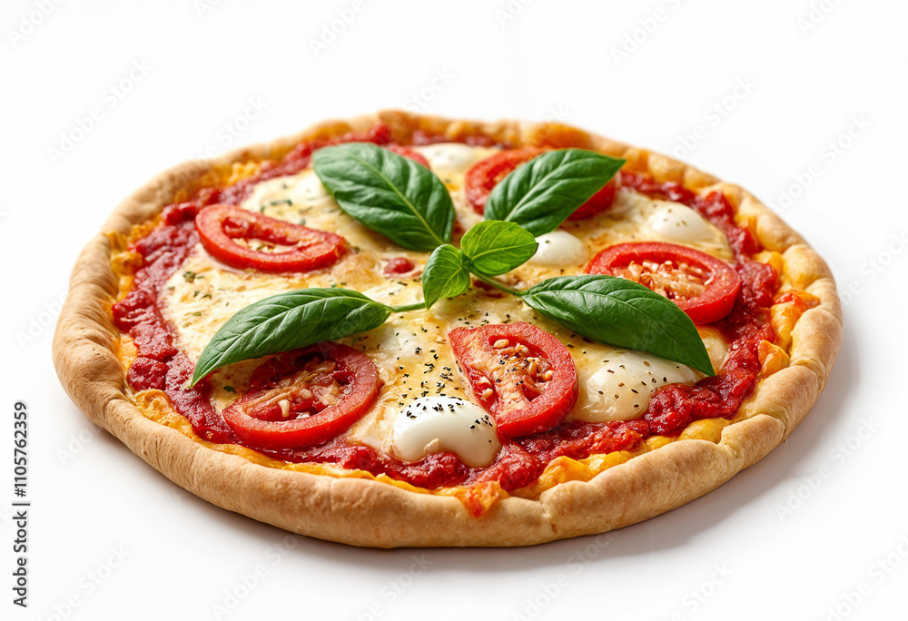 Delicious pizza features mozzarella tomatoes and basil.
Delicious pizza features mozzarella tomatoes and basil.