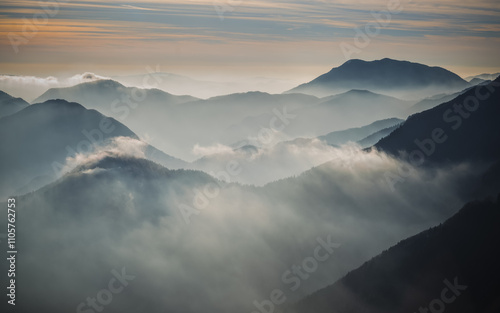 mountains and clouds
