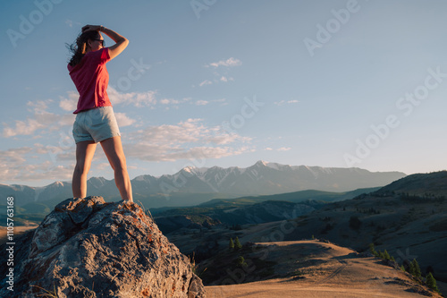 Woman Admiring Mountain Lan...