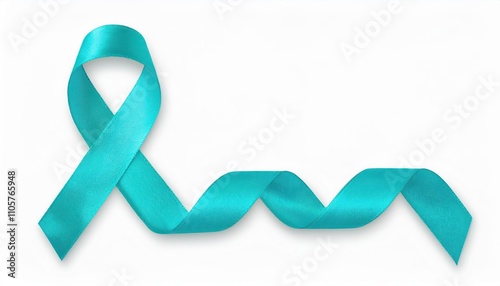 Teal Ribbon Symbolizing Awareness, Support, and Advocacy for Cervical Cancer, Sexual Violence Prevention, and PTSD. Unifying Icon of Hope, Empowerment, and Resilience Across Communities photo