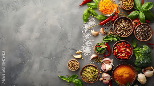 top view Asian food ingrediants