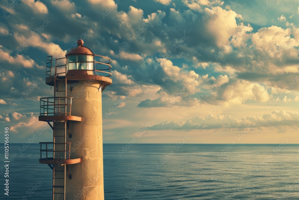 Peaceful Lighthouse Overlooking Calm Waters Peaceful Lighthouse Overlooking Calm Waters