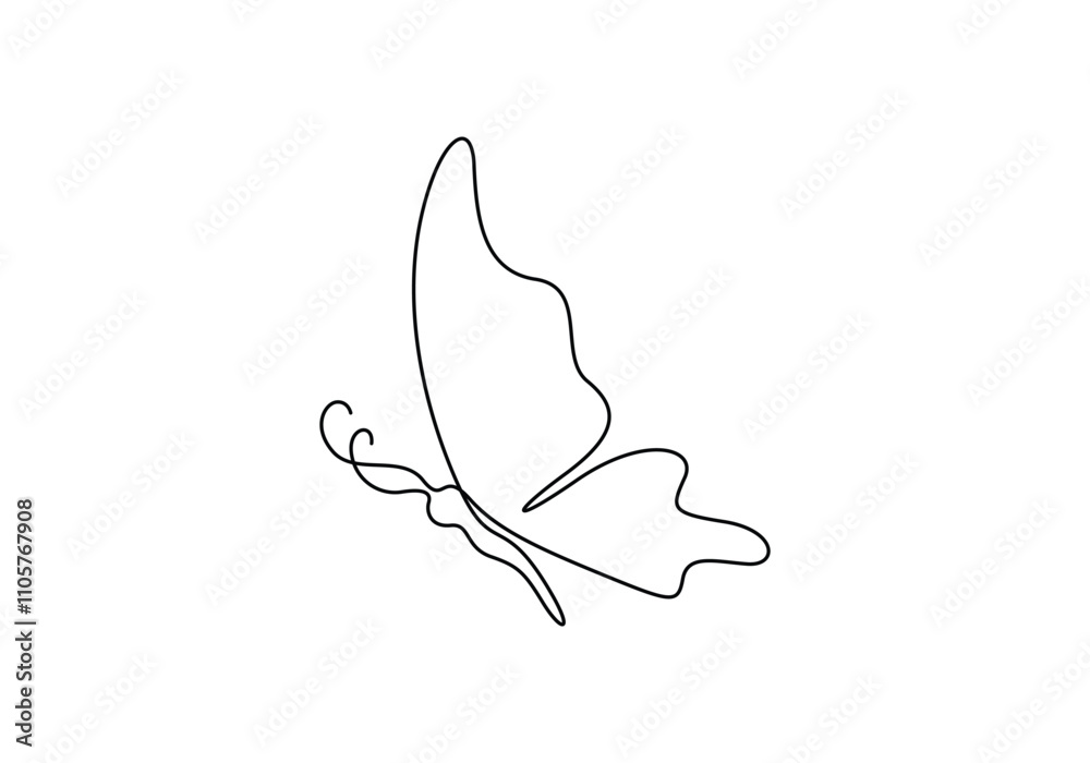 Continuous line drawing of beautiful butterfly for company logo identity. Salon and spa healthcare business icon concept from animal shape. Vector illustration Continuous line drawing of beautiful butterfly for company logo identity. Salon and spa healthcare business icon concept from animal shape. Vector illustration