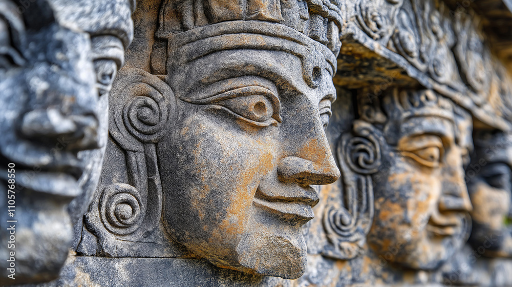 the intricate stone carvings of celestial beings found at Kailasa Temple in India. the intricate stone carvings of celestial beings found at Kailasa Temple in India.