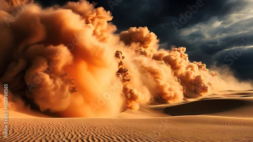 Massive Sandstorm Sweeping Across Desert Landscape

 photo