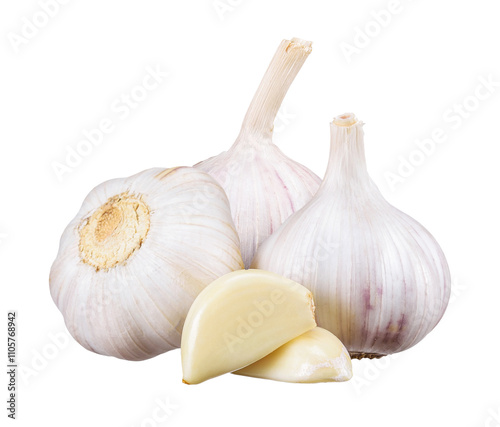 Garlic isolated on white clipping path