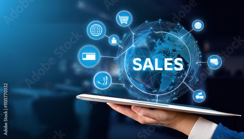 Online sales concept of digital marketing, ad, product ads