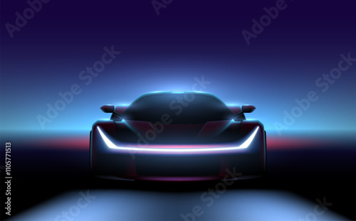 Car silhouette with lights effect