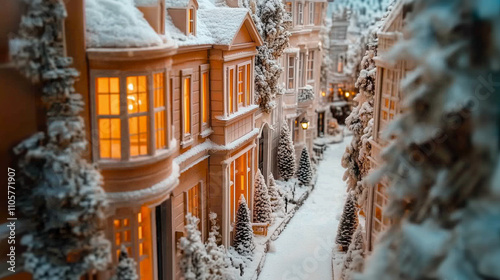 A snowy Christmas village s...