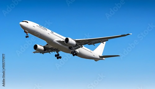 Wide-body aircraft soaring in the blue sky