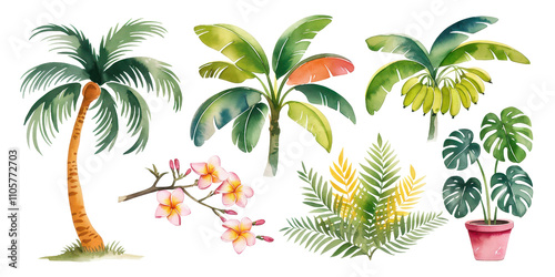 Wallpaper Mural Tropical Paradise Watercolor Collection  Torontodigital.ca