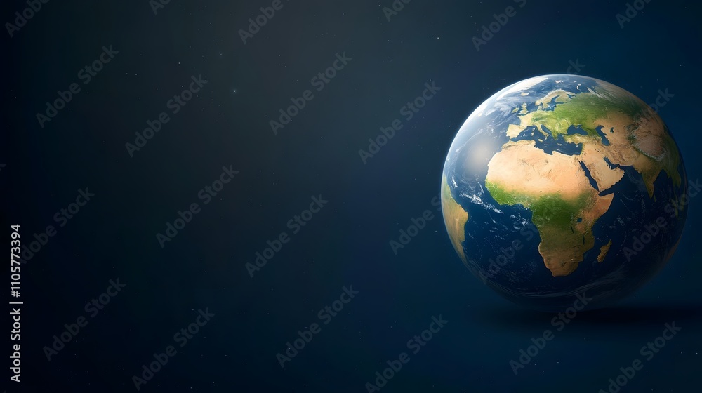 A vibrant globe surrounded by stars, showing Earth's rotation in a space setting A vibrant globe surrounded by stars, showing Earth's rotation in a space setting