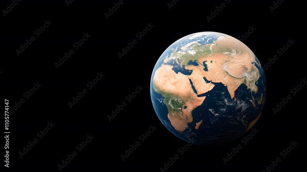 Rotating Earth with sunrise casting light on continents, clouds visible Rotating Earth with sunrise casting light on continents, clouds visible