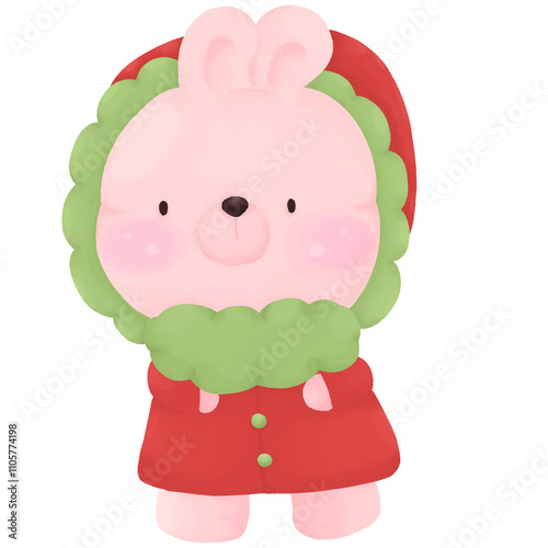 Happy Winter Bunny Christmas Illustration