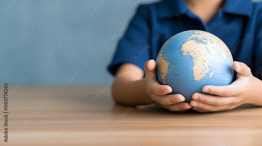 A child spinning a globe in a classroom, symbolizing learning about rotation A child spinning a globe in a classroom, symbolizing learning about rotation