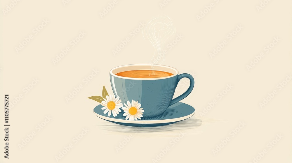 Chamomile tea icon in calming muted colors Chamomile tea icon in calming muted colors
