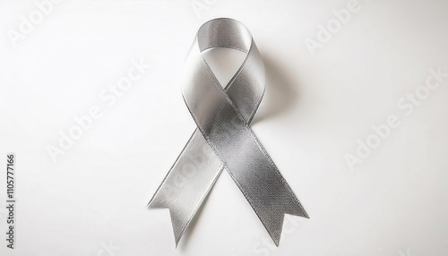 Silver Awareness Ribbon. Symbol of Hope, Unity, and Awareness for Brain Disorders, Mental Health, Disabilities, and Rare Diseases. Advocacy, Support, and Meaningful Representation Worldwide photo