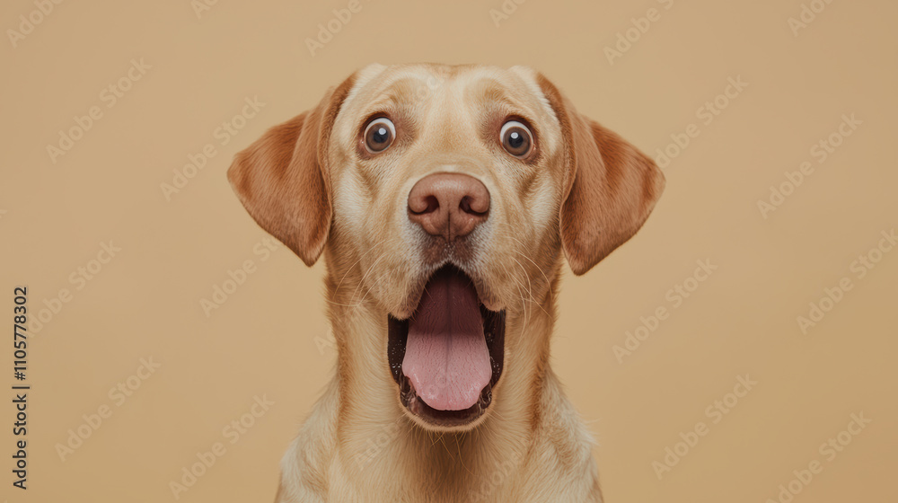 shocked Labrador retriever, A joyful Labrador retriever displaying a surprised expression against a neutral background, capturing pure canine emotion. shocked Labrador retriever, A joyful Labrador retriever displaying a surprised expression against a neutral background, capturing pure canine emotion.
