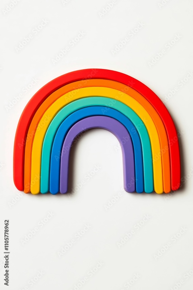 Fototapeta premium Rainbow-shaped object, colorful, smooth, arcs, toy.