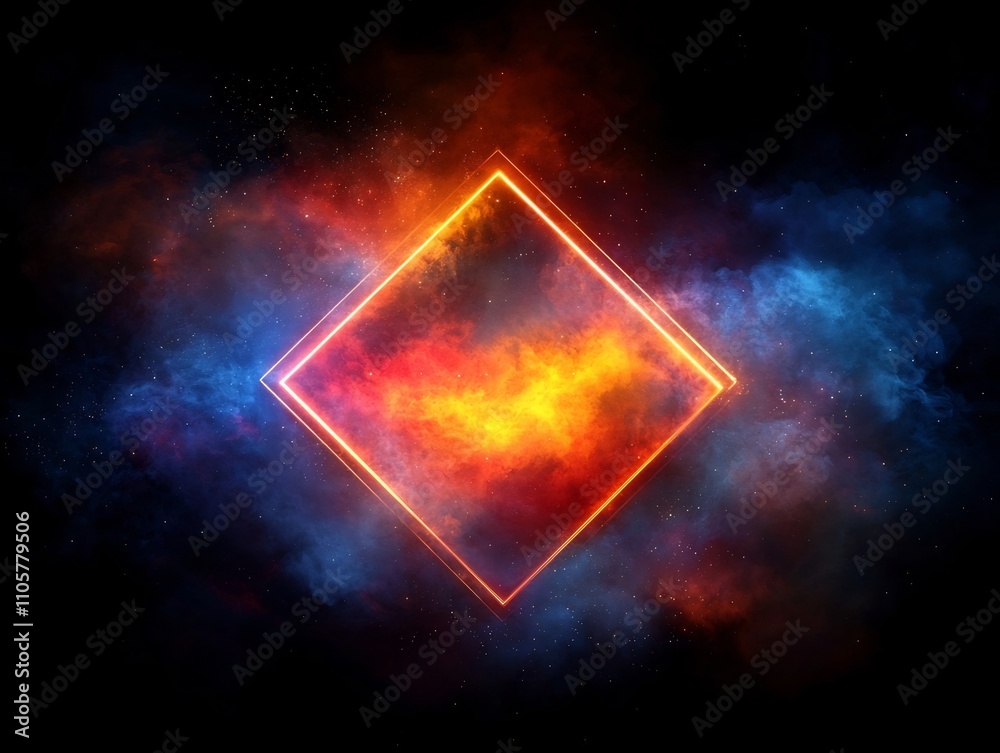 custom made wallpaper toronto digitalVibrant Neon Geometric Frame Glowing Against Dark Background for Futuristic Design