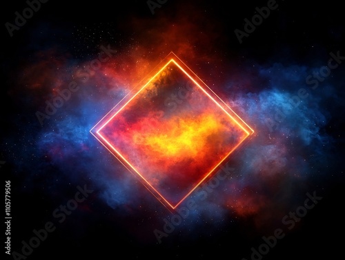 Wallpaper Mural Vibrant Neon Geometric Frame Glowing Against Dark Background for Futuristic Design Torontodigital.ca
