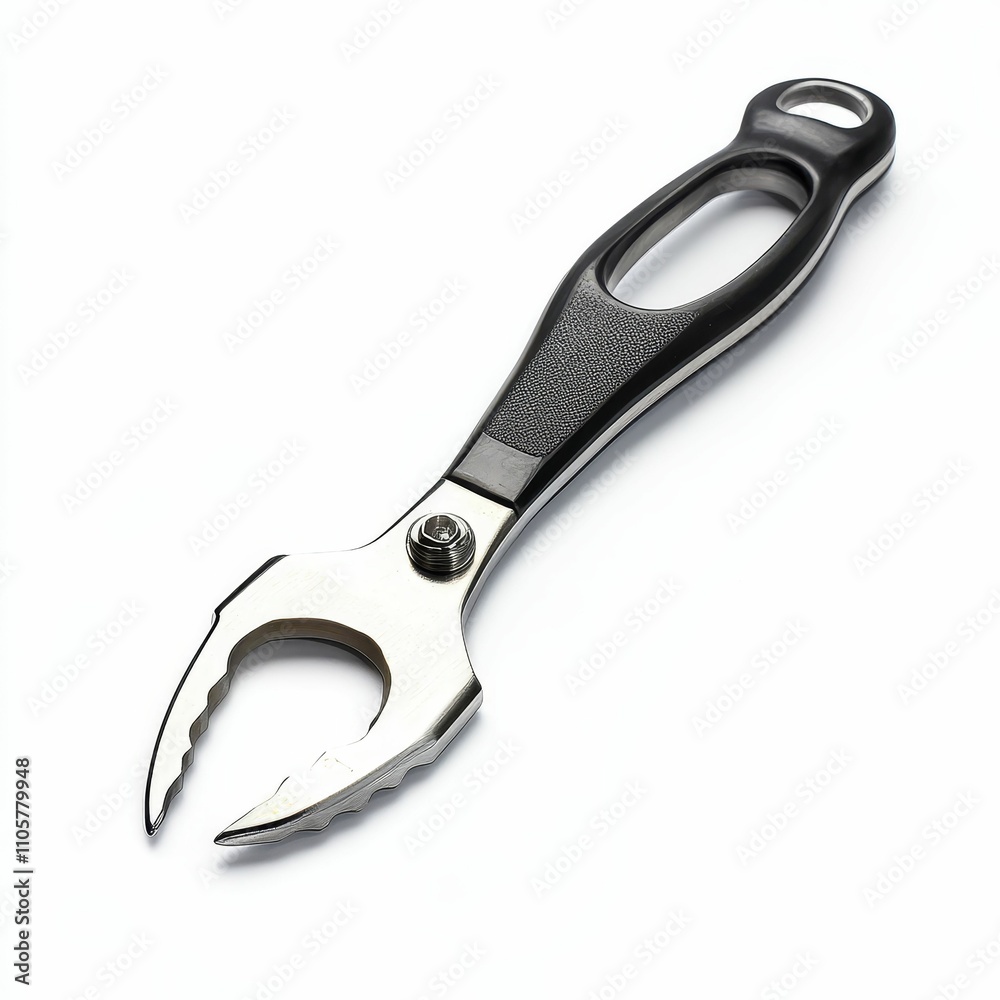 Metal tongs with black handle, serrated grip. Metal tongs with black handle, serrated grip.