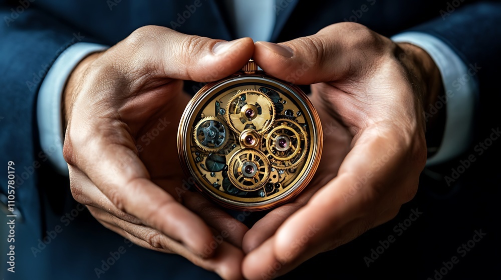 Hands Carefully Holding an Intricate Clock Mechanism Hands Carefully Holding an Intricate Clock Mechanism