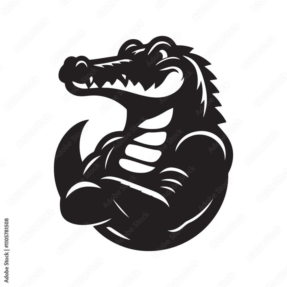 Obraz premium crocodile of a silhouette vector design white background
