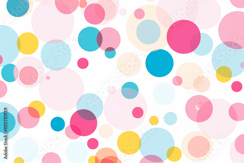 A seamless pattern colorful circles of varying sizes on clean white background is a clean white, for textiles, wallpapers