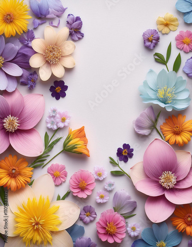 Wallpaper Mural flowers on a white background ,generated AI Torontodigital.ca