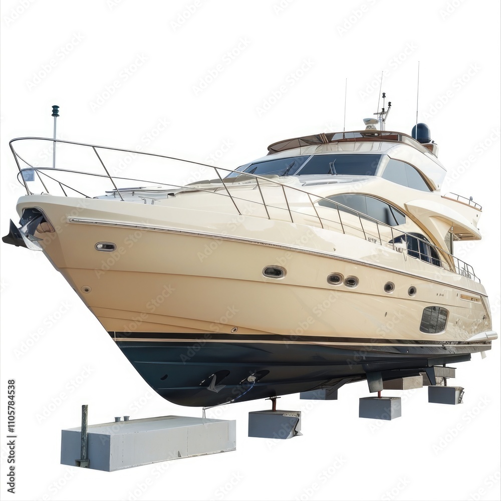 Fototapeta premium Motor boat docked at berth.