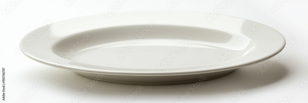 Empty spotless ceramic plate isolated on white background for design concepts and mockups. Empty spotless ceramic plate isolated on white background for design concepts and mockups.