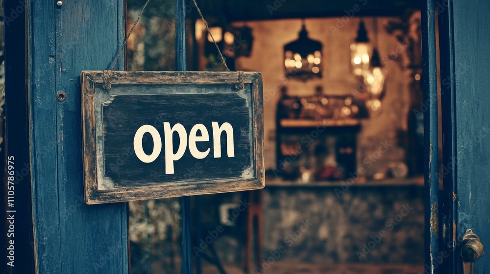 Open sign welcomes visitors at the restaurant's entrance.