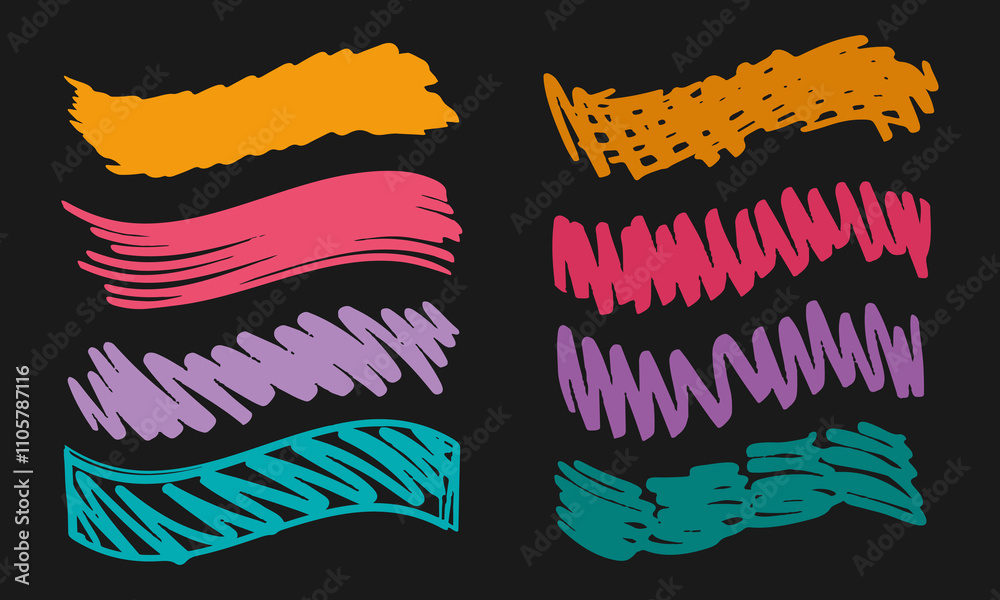 Fototapeta premium Eight wavy handwritten backgrounds with scribble texture. Doodles and squiggles. Vector set