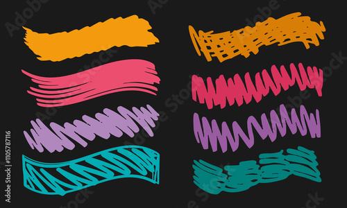 Eight wavy handwritten backgrounds with scribble texture. Doodles and squiggles. Vector set