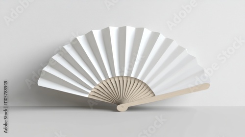 White Folding Hand Fan Mockup on Isolated Background for Product Display photo