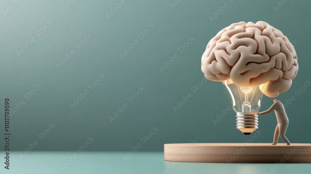Creative thinking sparked by innovation a lightbulb moment with a brain figure modern abstract design inspiring environment conceptual viewpoint Creative thinking sparked by innovation a lightbulb moment with a brain figure modern abstract design inspiring environment conceptual viewpoint