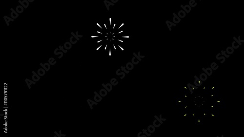 Fireworks 4K Effect Circle Burst Motion Graphics black Background. After Effects Pop Up, Line, Glitter, Blast Circle Burst Motion Graphics Animation Video