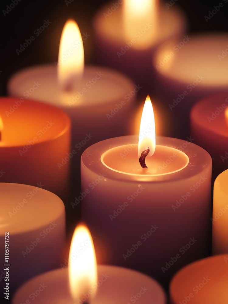 Serene Candles' Glow: A Still Life of Burning Candles Serene Candles' Glow: A Still Life of Burning Candles