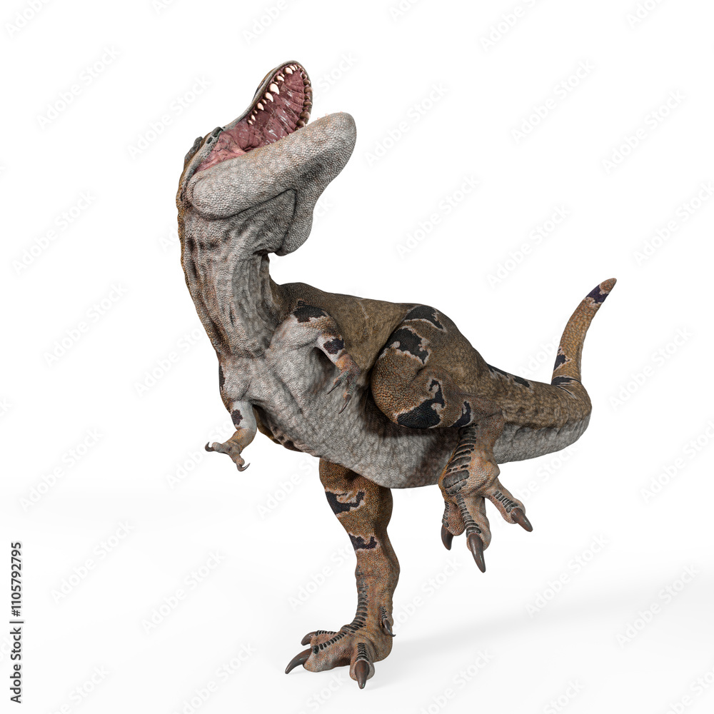 tyrannosaurus mcraeensis in a crazy up attack in white background tyrannosaurus mcraeensis in a crazy up attack in white background