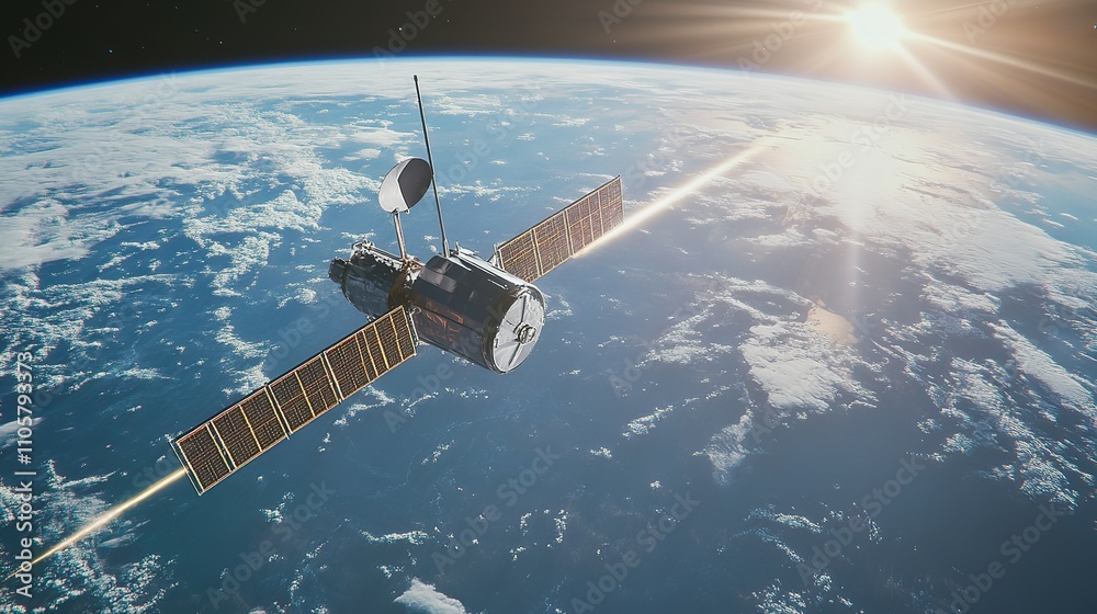 Fototapeta premium Extraterrestrial satellite and large receiver dish