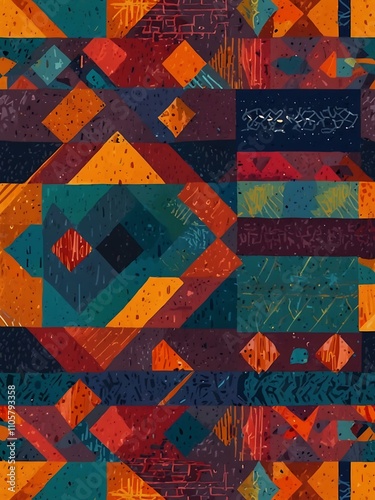 Colorful geometric pattern suitable for textiles and graphics.