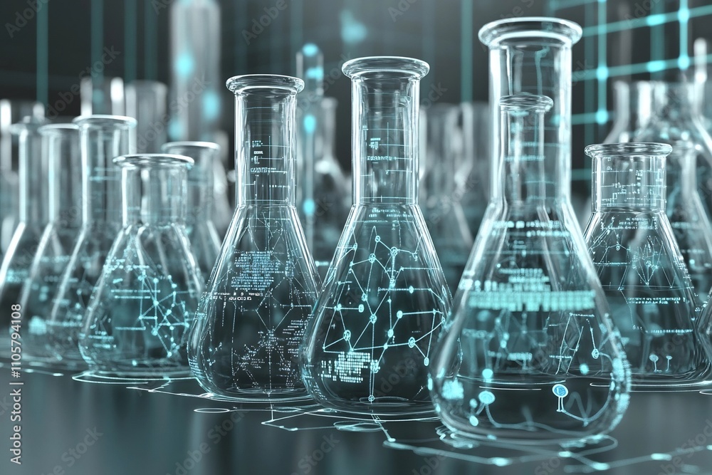 Transparent Glass Beakers and Flasks in a Science Laboratory Setting Transparent Glass Beakers and Flasks in a Science Laboratory Setting