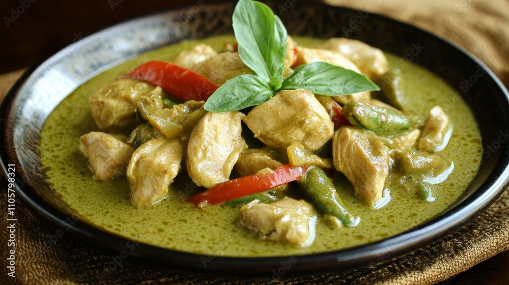 Plate of Thai geern curry (gaeng kiao wan) Plate of Thai geern curry (gaeng kiao wan)