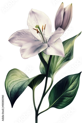 Isolated White Lily Flower on Transparent Background PNG