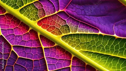 Colorful Macro Shot of Leaf Texture with Vivid Patterns

 photo