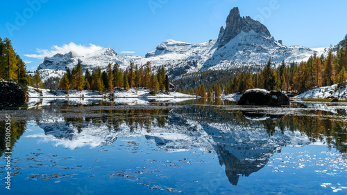 Dito di Dio and Lago Federa: A Winter Wonderland of Snow, Orange Trees, and Alpine Peaks