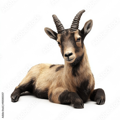 Swiss chamois laying realistic on white background
