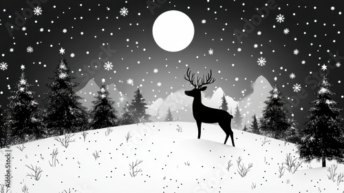 Design black silhouette illustrations of cute Christmas Wrapping Paper in various activities ,with bold lines and simple design, placed on a white background 